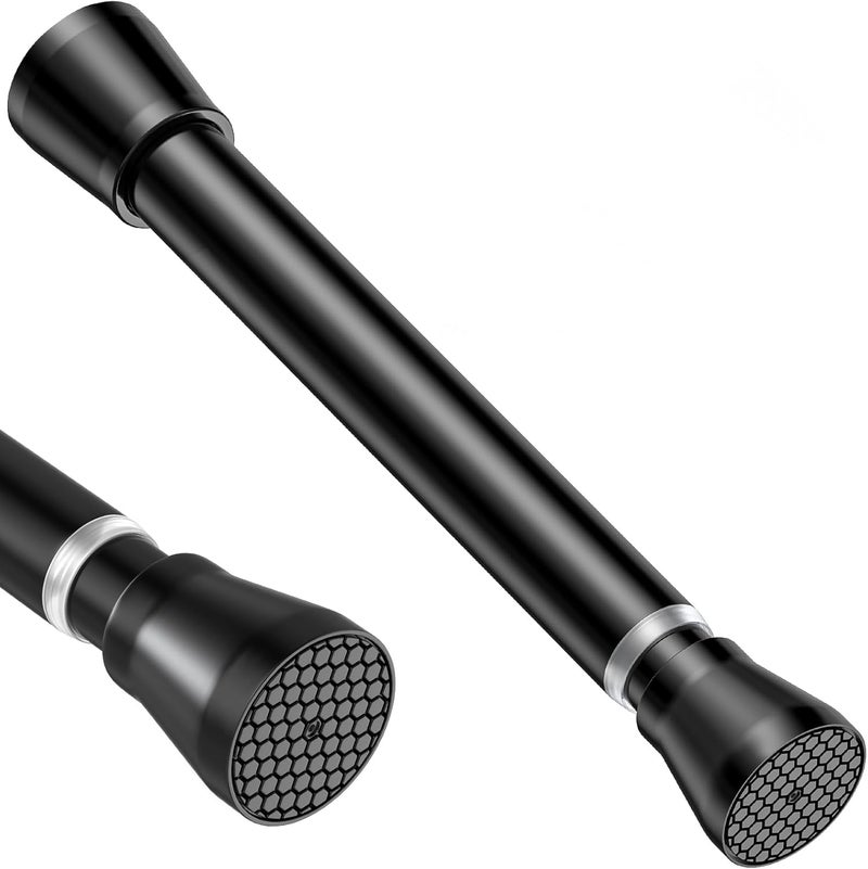 MEXAU Black Small Tension Curtain Rod 16 to 26 Inch,7/8" inch Adjustable Short Curtain Rod No Drilling,Spring Curtain Rod for Windows Kitchen Closet Doorway - Image 1
